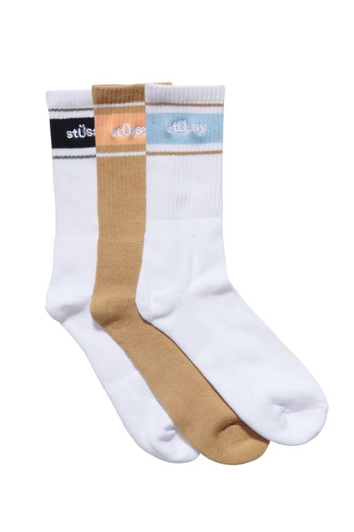 Stussy Mens Sport (3 Pack) Socks Green - PAISV2031